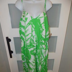 Lilly Pulitzer Target Satin Jumpsuit Romper Green Palm Boom Boom Size XL New